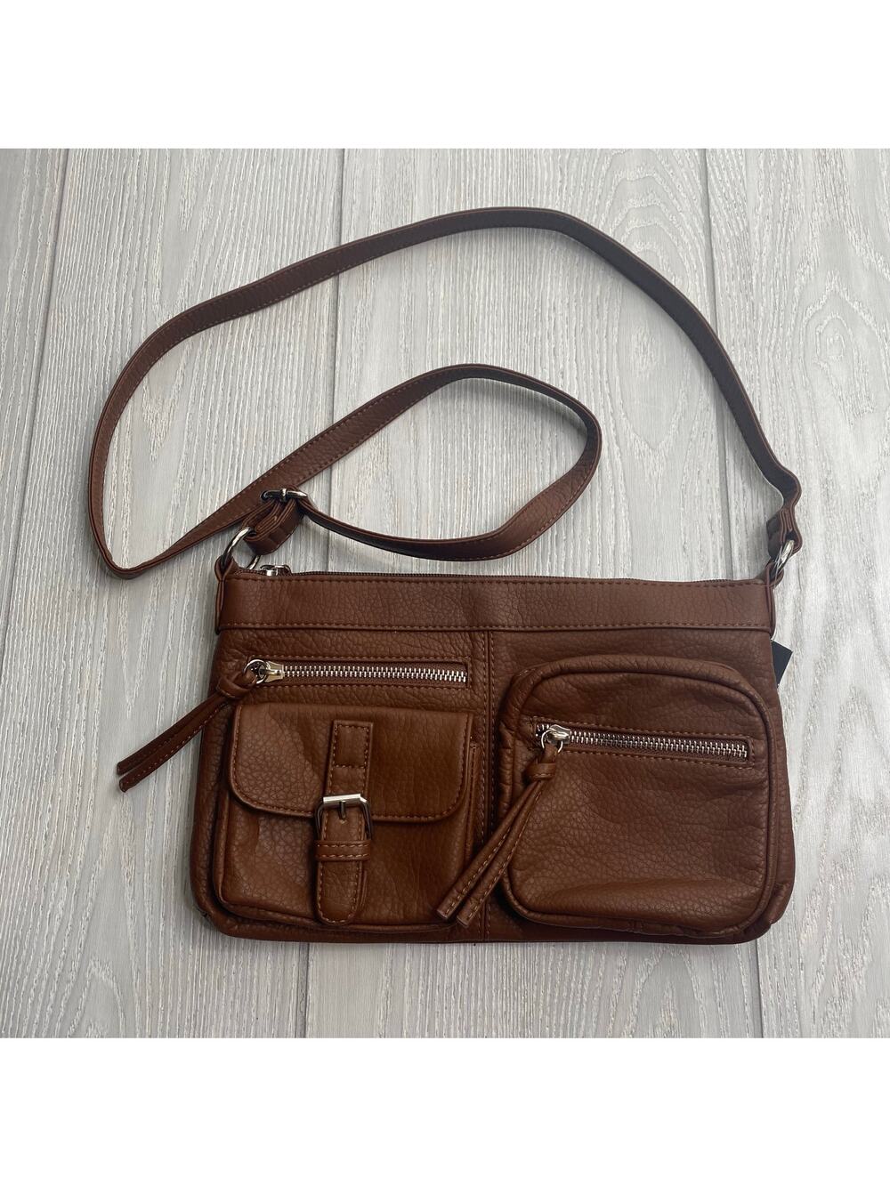 Bueno Collection Brown Faux Leather Crossbody Bag NEW $50